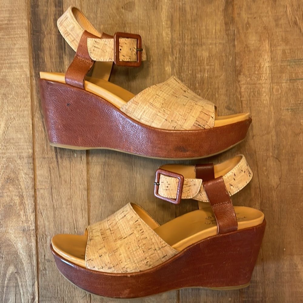 Kork-Ease Keirn Ankle Strap Platform Wedge Sandal - Natural Cork Size 9
